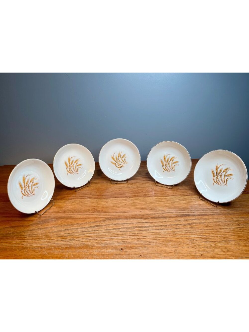 Set of 5 Vintage Homer Laughlin Golden Wheat Coupe Soup Bowl - 22K Gold Rim